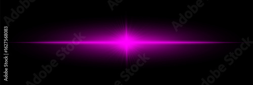 Bright horizontal flare with sharp beams and soft glow, ideal for digital overlays, backgrounds, decorative effects, and visual highlights.