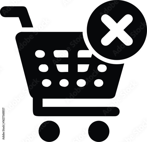 Vector illustration of shopping cart with a cross symbol, isolated
