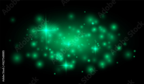 Multiple glowing starbursts and flares on a dark background, ideal for overlays, festive effects, and digital artwork requiring soft illumination.