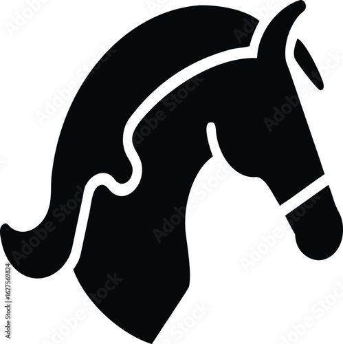 Vector illustration of horse head silhouette isolated