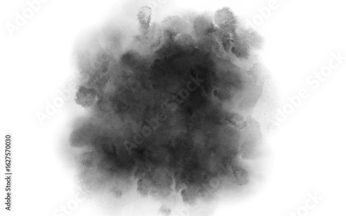 A dark watercolor ink shape with deep black texture. This is a powerful element for intense visuals a dominant artistic accent.