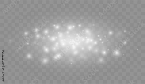 Delicate glitter particles spreading softly, isolated transparent shimmer ideal for elegant backgrounds.