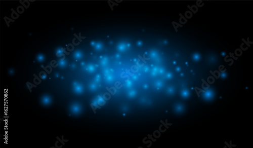 Soft glowing particles scattered on a dark field, creating an atmospheric light effect for overlays, decorations, backgrounds, and visual effects.