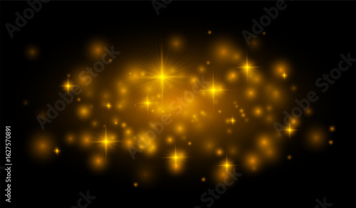 Star-shaped flares and luminous particles with a soft glowing effect, ideal for backgrounds, overlays, decoration, and digital visual effects.