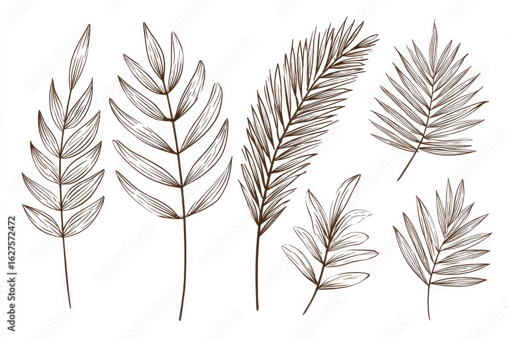 Obraz premium Set of stylized foliage illustrations.