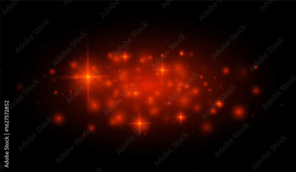 Fototapeta premium Multiple star-shaped flares and soft light particles for creating overlays, festive backgrounds, and graphic design projects.