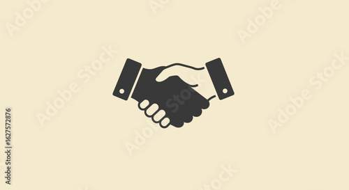 Silhouette handshake symbol on light background: business partnership concept