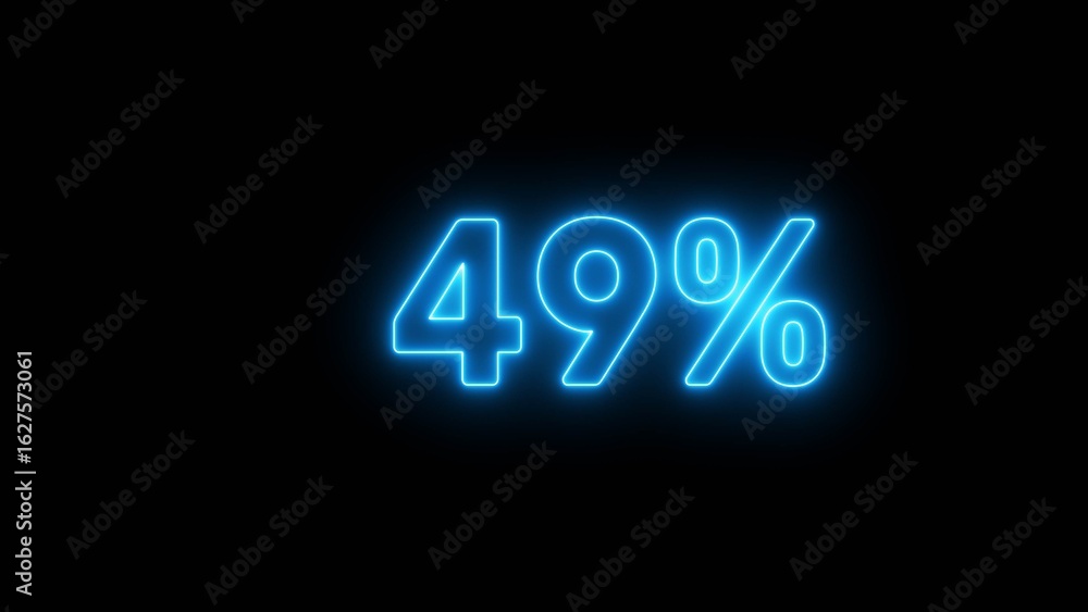 Neon 49% number illustration background. Neon 49% number illustration background.