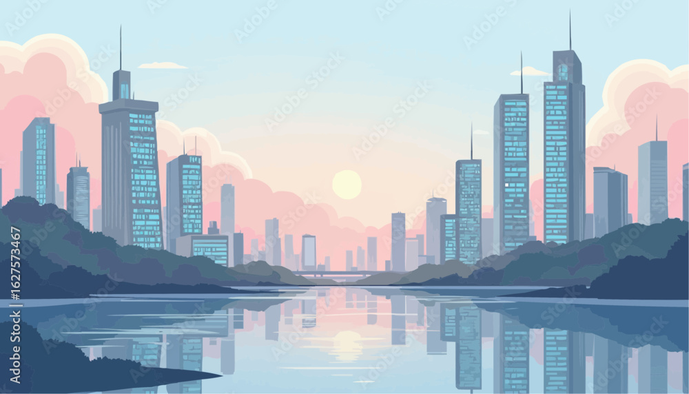 Fototapeta premium shanghai skyline at sunset