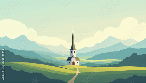 wind turbines in the mountains landscape