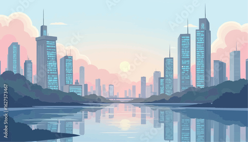shanghai skyline at sunset