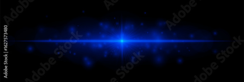 Intense horizontal flare with beams and soft particles, creating a vibrant accent for overlays, highlights, backgrounds, and graphic design.