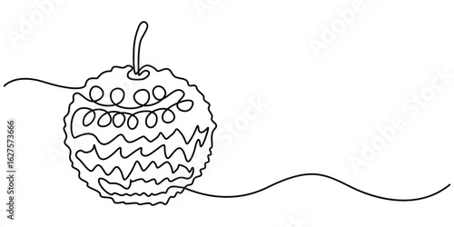 lychee fruit continuous one line drawing,  Fresh summer fruitage concept for fruit garden icon. Modern one line draw design vector graphic illustration. 