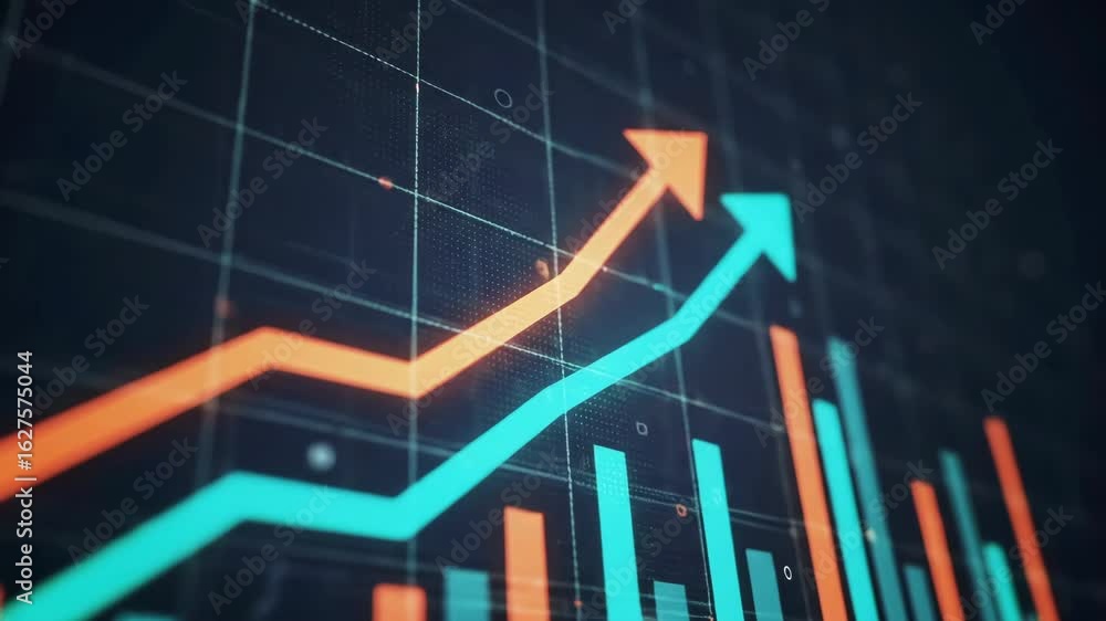 Abstract upward arrow graph, growth chart and financial data Stock ...