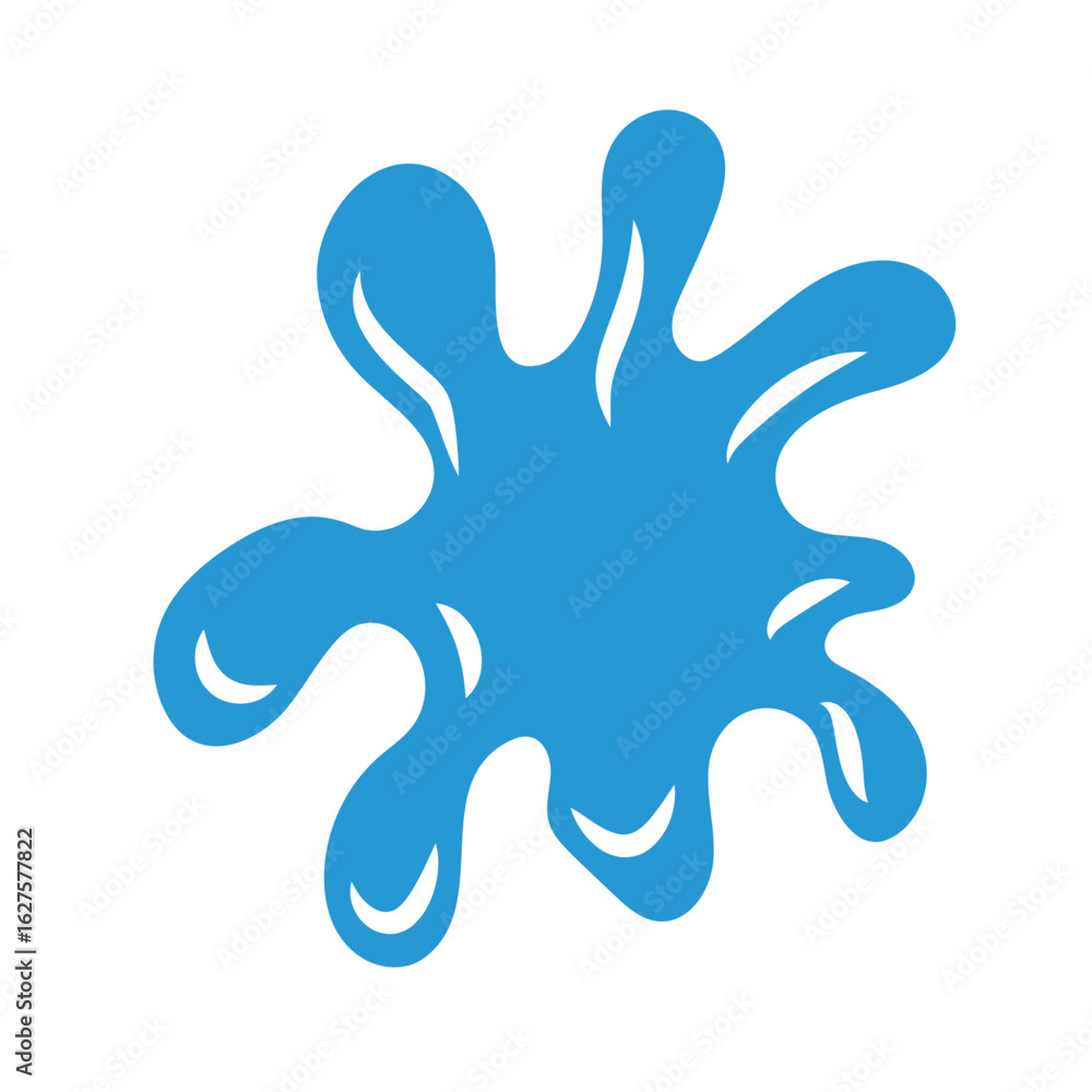Illustration of a light blue water splash with rounded edges and white highlights on a white background Illustration of a light blue water splash with rounded edges and white highlights on a white background