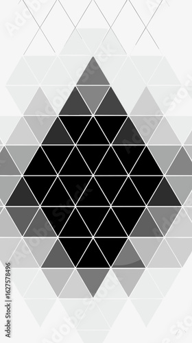 Geometric pattern created with black and white triangles in a diamond formation showcasing contrast in a minimalist design