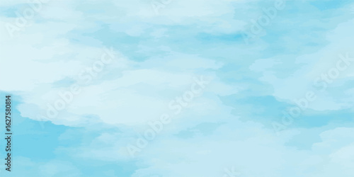 Abstract Light Blue Watercolor Cloud Background. painted mottled blue paper texture vintage marble effect blue background, Grunge aquarelle painted blue sky texture.