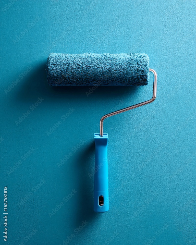 Obraz premium A paint roller transforms a dull wall into a colorful burst of dreamlike visuals, symbolizing change, creativity, and vision.