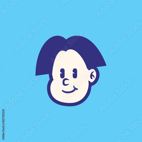 Confused cartoon kid face with clueless expression. Vector illustration in bold, clean style. Perfect for emoji, mascot, sticker, or children’s digital content