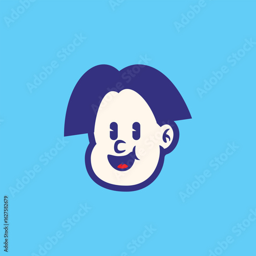 Confused cartoon kid face with clueless expression. Vector illustration in bold, clean style. Perfect for emoji, mascot, sticker, or children’s digital content