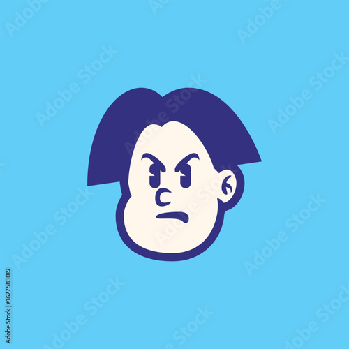 Confused cartoon kid face with clueless expression. Vector illustration in bold, clean style. Perfect for emoji, mascot, sticker, or children’s digital content