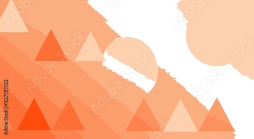Geometric abstract design with soft orange and peach tones. Simple shapes create a tranquil, minimalistic background.