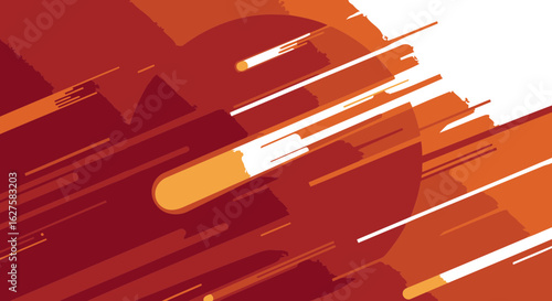 Abstract fiery space scene with vibrant color gradients. Dynamic streaks and celestial bodies in a futuristic, abstract design.