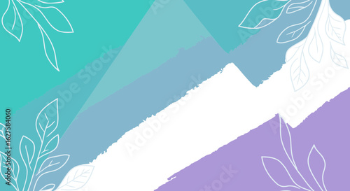Abstract design with gradient color scheme featuring white leaf patterns. Minimalist design with soft color transitions.