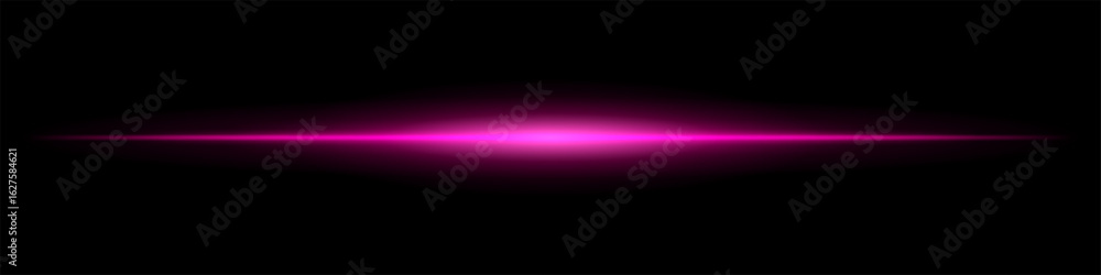 Fototapeta premium Single horizontal beam with intense glow at the center and sharp fade at the edges. Creates a clean visual effect with minimal abstract focus.