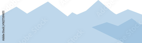 Abstract mountain range with pastel blue and white hues. Geometric shapes create a peaceful, tranquil landscape. Artist's digital landscape design with light and shade.