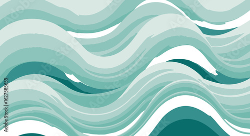 Abstract teal and light teal wavy design with smooth transitions. Seamless abstract design in a soft color palette. Modern abstract design for use in various applications -