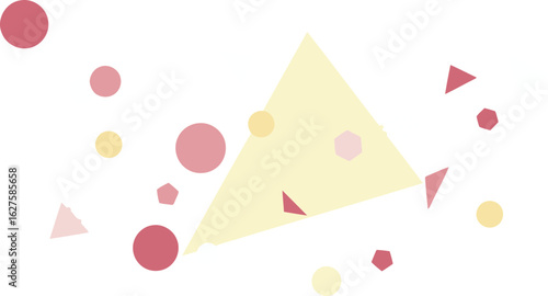 Geometric shapes in pastel colors on a neutral background. Abstract design with overlapping shapes, creating a visually engaging layout. Modern art or graphic design background -