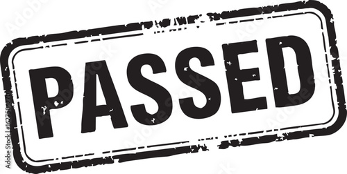 Stamp with the words "passed" on a white background.