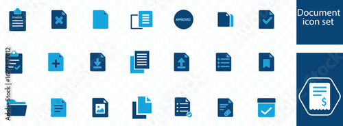 Document set of web icon . Documents Containing contract papers, folder, certificate, accept, approved, clipboard, invoice, archive and more