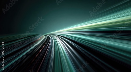 Abstract streaks of light converging at a vanishing point