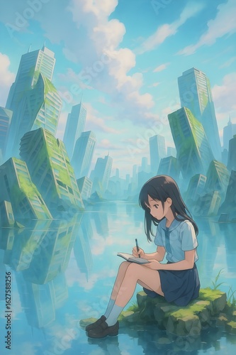 young woman reading a book
