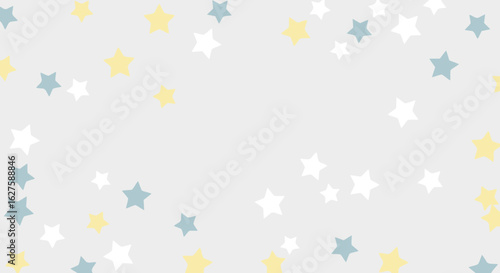 Pastel star pattern design with light gray background and concentric circles. Abstract background with no people or objects, blank space for logo or text.