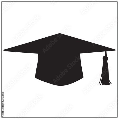 Vector art of black graduation cap with tassel isolated on white background