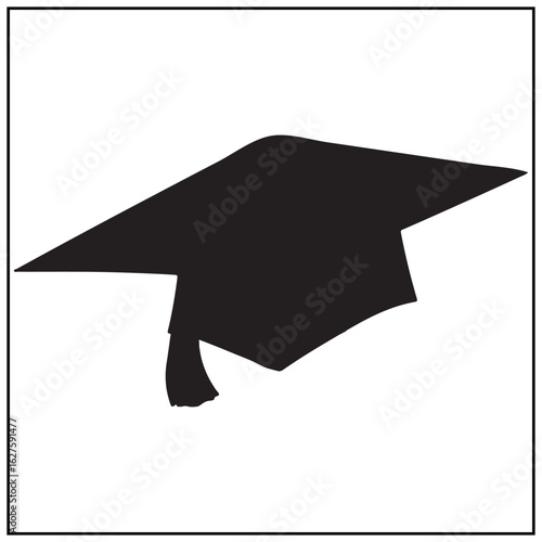 Vector art of black graduation cap with tassel isolated on white background
