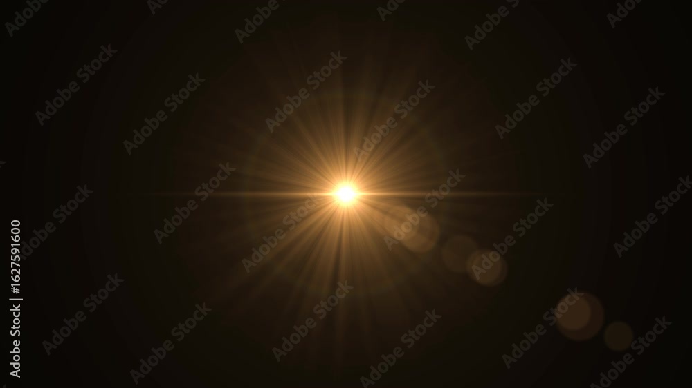 camera lens streak flare golden yellow light glowing alpha channel loopable animation,flicker rays isolated motion design element	