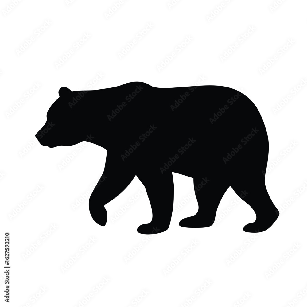 Fototapeta premium Powerful bear silhouette walking, strength and wildlife concept, perfect for branding, logos, nature projects, and conservation campaigns needing bold imagery