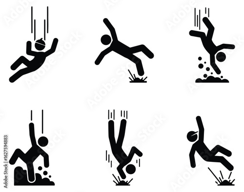 Falling Hazard Pictograms & Worker Safety Icons  Accident Prevention Signage