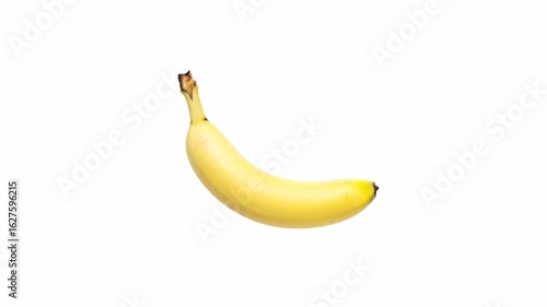 Top view yellow banana isolated on white background. Close up one ripe banana isolated. 4k animation video.