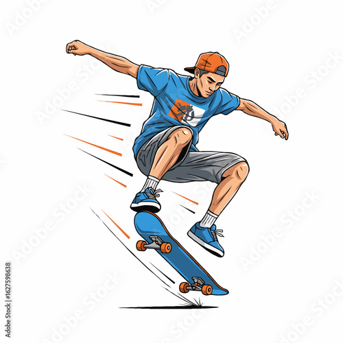 skateboarder jumping in the air