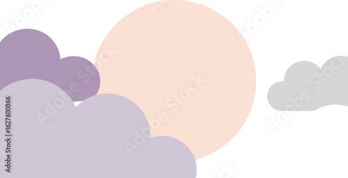 Pastel cloud shapes with soft color transitions on a peach background. Abstract design with soft shapes for a neutral backdrop.