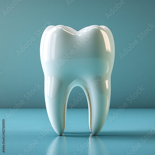 Healthy white tooth on a blue background
