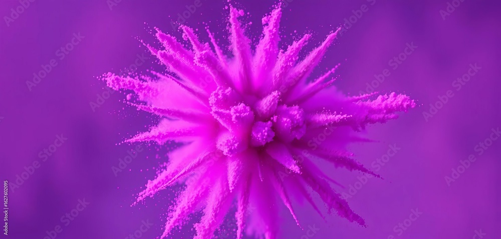 Obraz premium Purple powder explodes outwards in a radial pattern, creating a vibrant cloud, dye, abstract