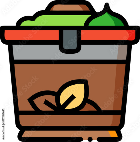 A simple clean illustration of a compost bin perfect for environmental themes recycling and organic waste management