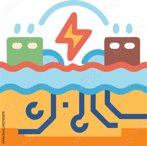 Clean and modern icon representing geothermal energy featuring stylized elements of heat and earth for renewable power concepts