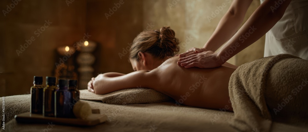 Obraz premium The soothing experience of a relaxing massage in a tranquil spa setting.